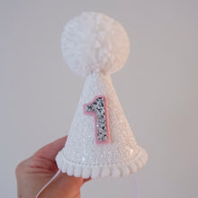 Load image into Gallery viewer, White Pink Sparkle Party Hat
