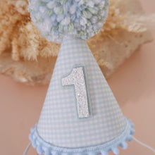 Load image into Gallery viewer, Soft Blue Gingham Party Hat
