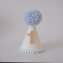 Load image into Gallery viewer, White Blue Felt Party Hat
