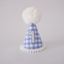 Load image into Gallery viewer, Blue Gingham Pattern Party Hat
