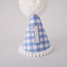 Load image into Gallery viewer, Blue Gingham Pattern Party Hat
