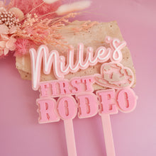 Load image into Gallery viewer, CUSTOM Cowgirl First Rodeo Cake Topper
