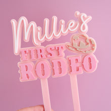 Load image into Gallery viewer, CUSTOM Cowgirl First Rodeo Cake Topper
