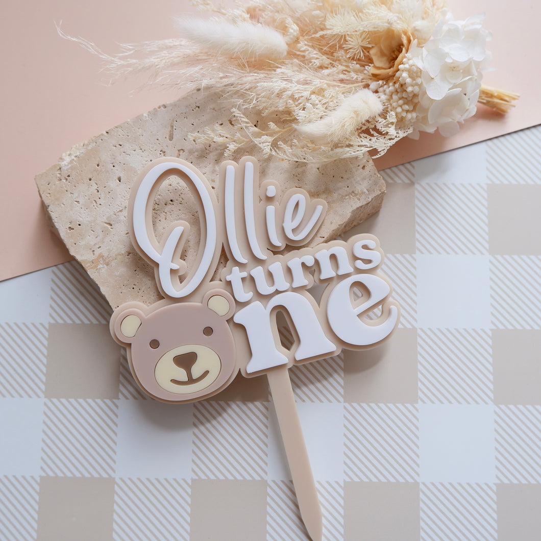 CUSTOM Nude Beary First Cake Topper