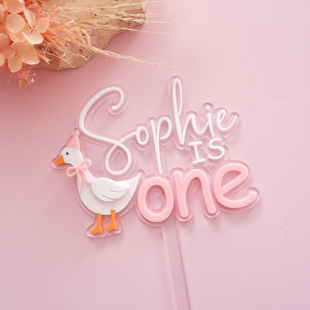 CUSTOM Clear One Silly Goose Cake Topper