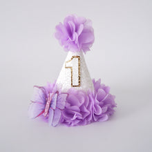 Load image into Gallery viewer, Purple Butterfly Kisses Tulle Party Hat
