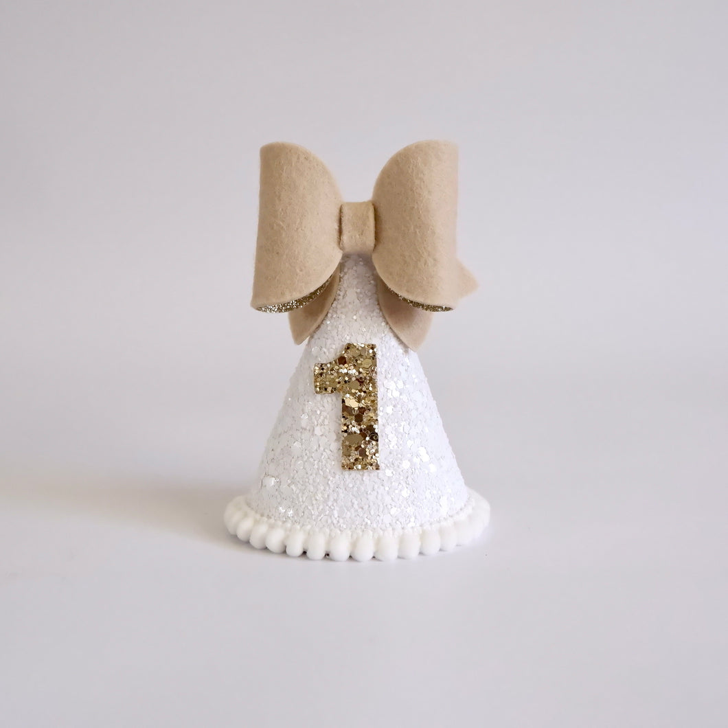 White Boho Bow Party Hat