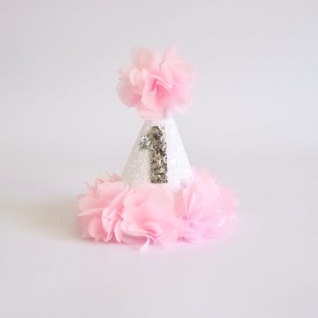 White Pink Tulle Party Hat