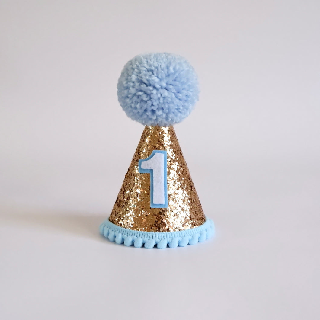 Gold Baby Blue Party Hat