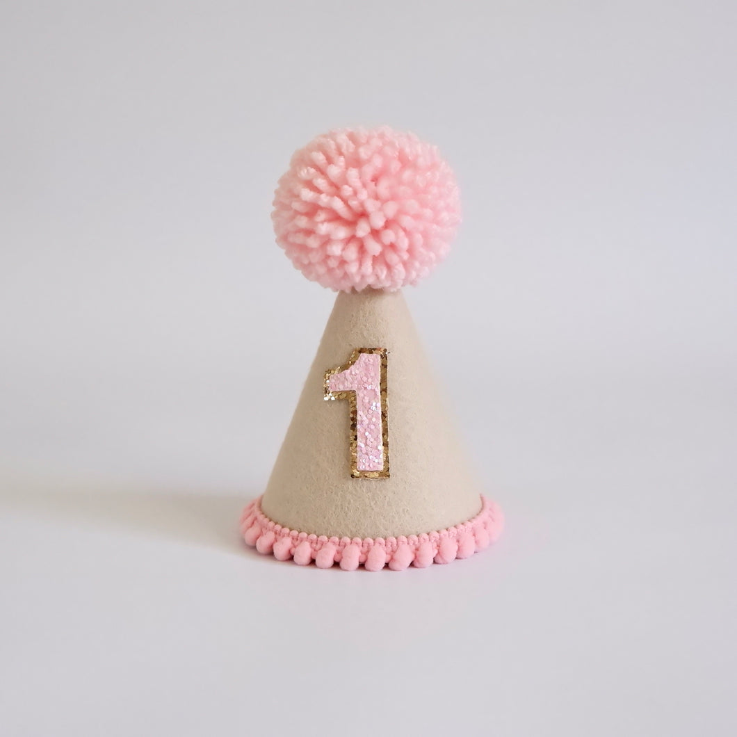 Natural Pink Boho Party Hat