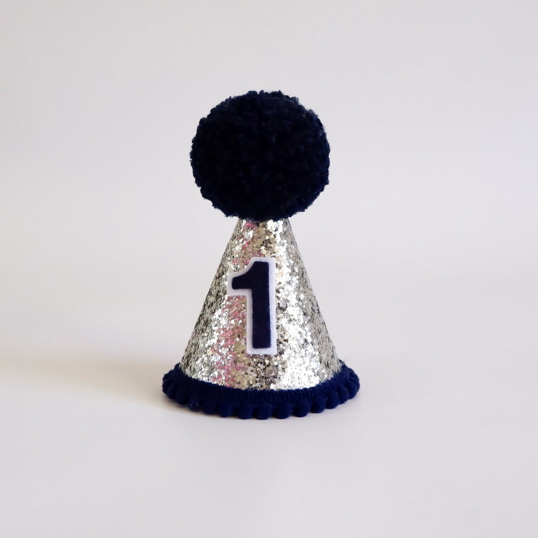 Navy Silver Party Hat