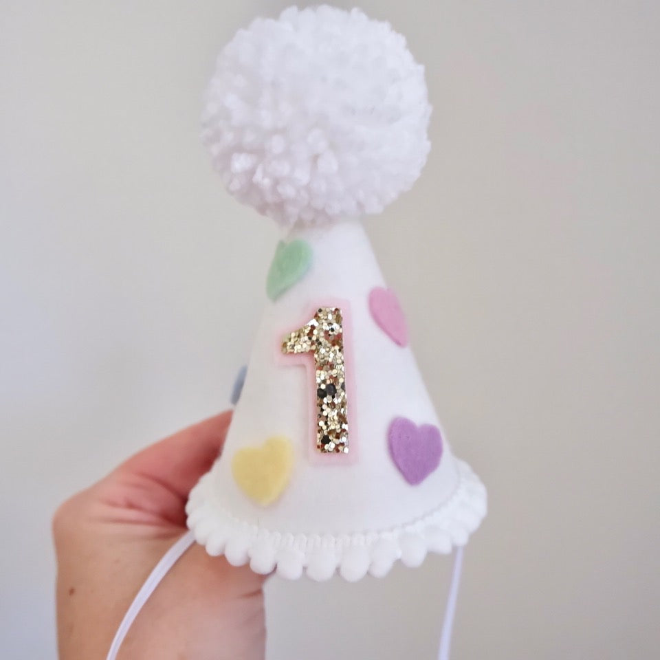 Pastel Hearts Party Hat